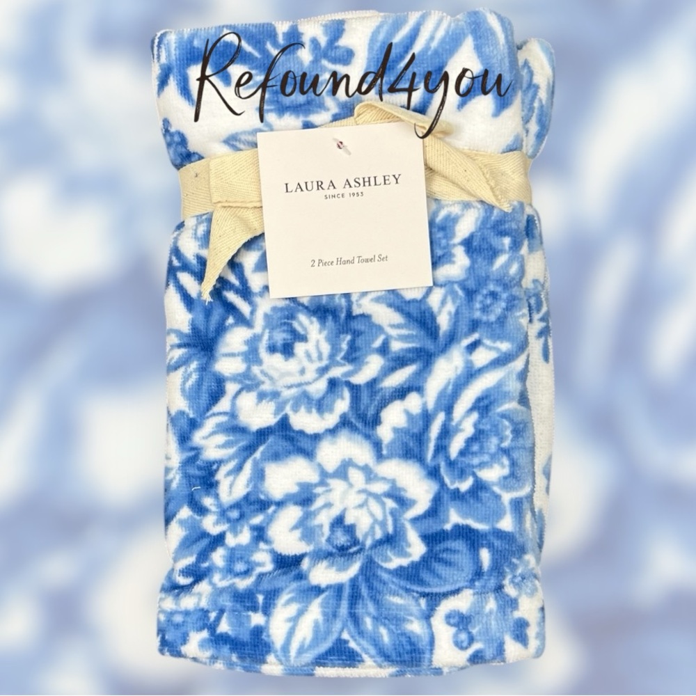 Laura Ashley - ‘Blue Floral’  Hand Towels (2). NWT
